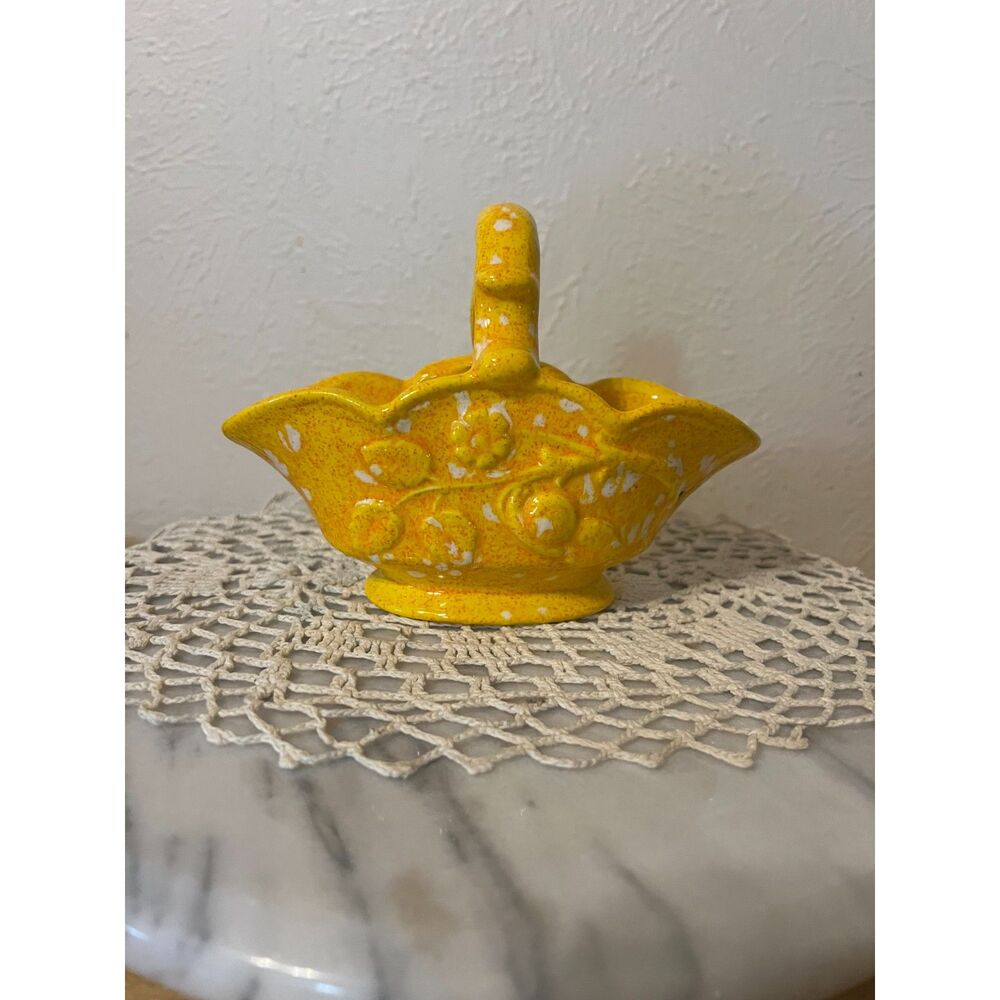 Yellow Mid Century Modern Splatterware Basket